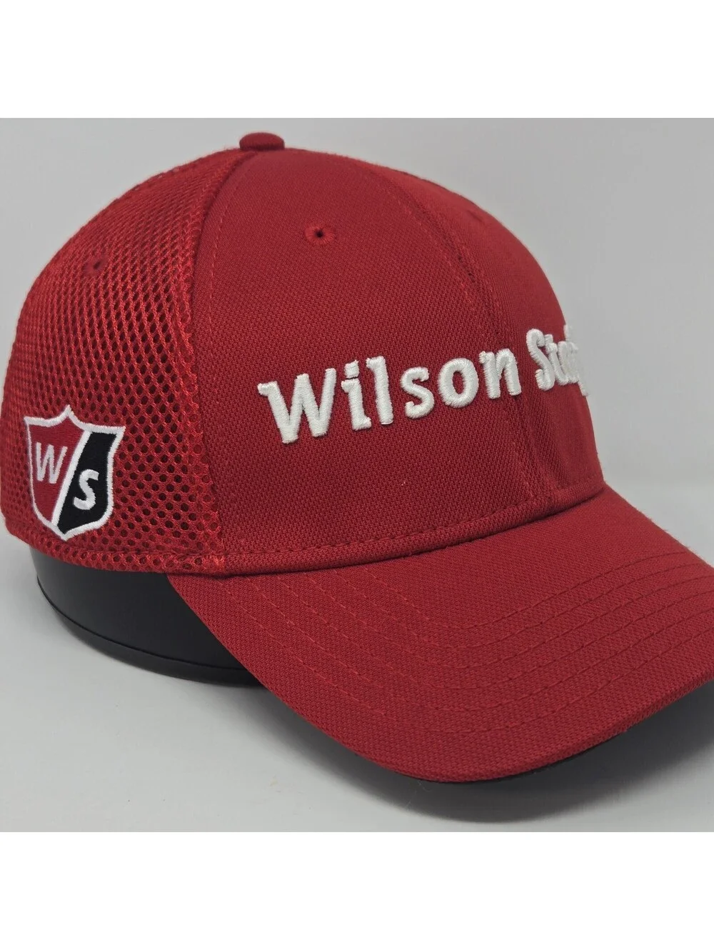 Wilson Staff Golf Hat Cap Red Mesh Adjustable Hook & Loop Performance
